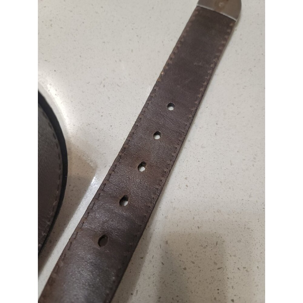 Bison Brand USA Men's Brown Genuine American Bison Leather Belt 42 Vintage - Picture 9 of 10